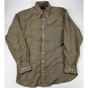 Dockers Shirt Mens Large Tall Brown Plaid Long Sleeve Stain Defender Button Up